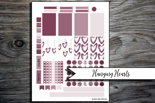 Printable Stickers for Classic Happy Planner Weekly Planner Spread : Hanging Hearts