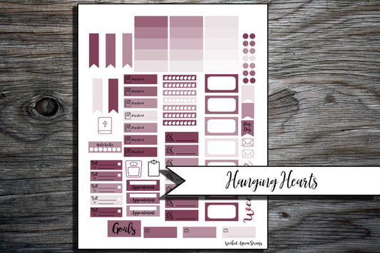 Printable Stickers for Classic Happy Planner Weekly Planner Spread : Hanging Hearts