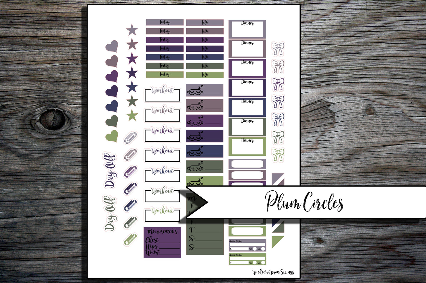 Printable Stickers for Classic Happy Planner Weekly Planner Spread : Plum Circles