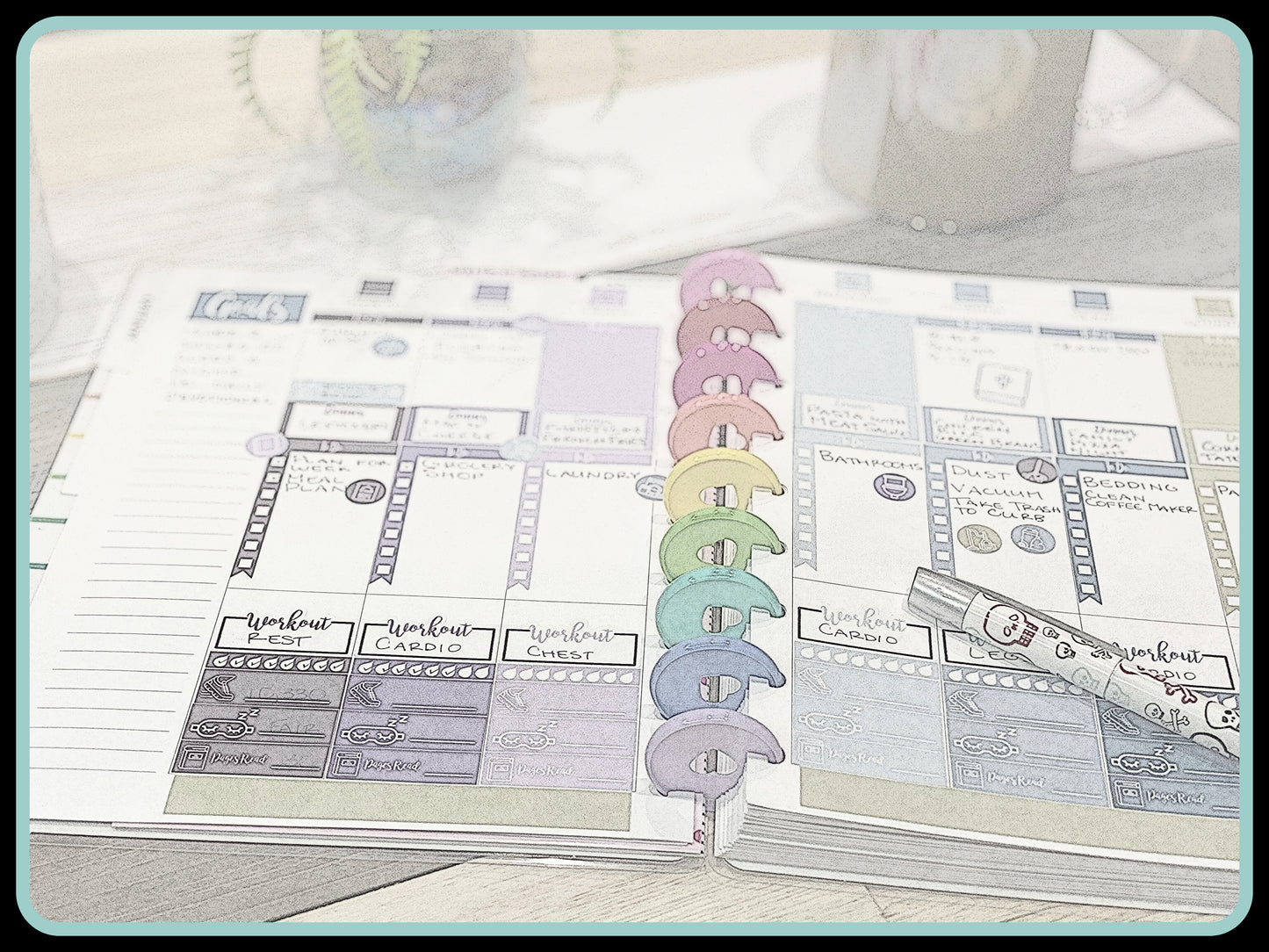 Printable Stickers for Classic Happy Planner Monthly Planner Spread : March - Messy Shamrocks