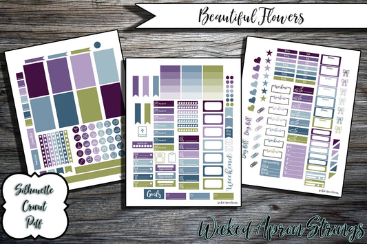 Printable Stickers for Classic Happy Planner Weekly Planner Spread : Beautiful Flowers