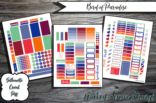 Printable Stickers for Classic Happy Planner Weekly Planner Spread : Bird Of Paradise