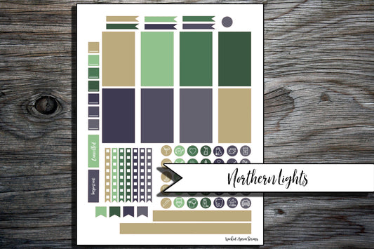 Printable Stickers for Classic Happy Planner Weekly Planner Spread : Northern Lights