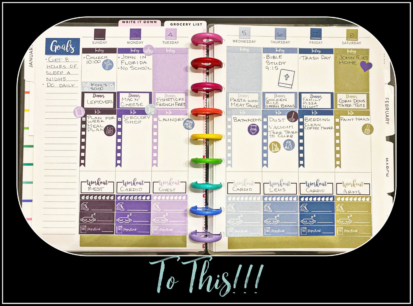 Printable Stickers for Classic Happy Planner Weekly Planner Spread : Old Tree