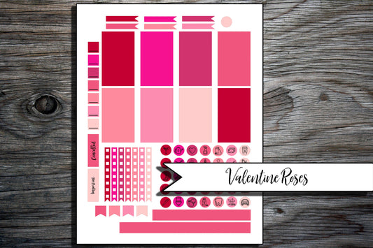 Printable Stickers for Classic Happy Planner Weekly Planner Spread : Valentine Roses