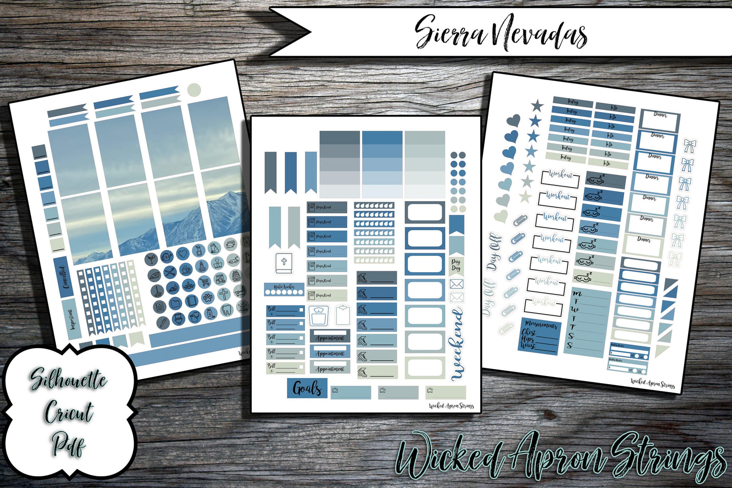 Printable Stickers for Classic Happy Planner Weekly Planner Spread : Sierra Nevadas