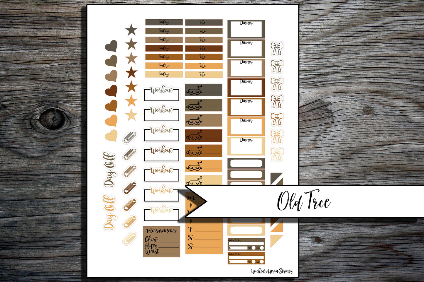 Printable Stickers for Classic Happy Planner Weekly Planner Spread : Old Tree