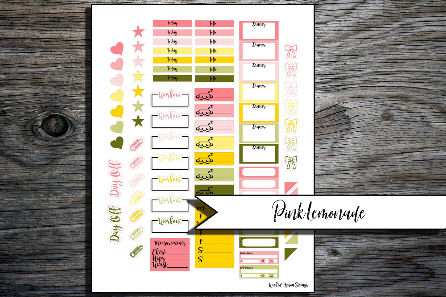 Printable Stickers for Classic Happy Planner Weekly Planner Spread : Pink Lemonade