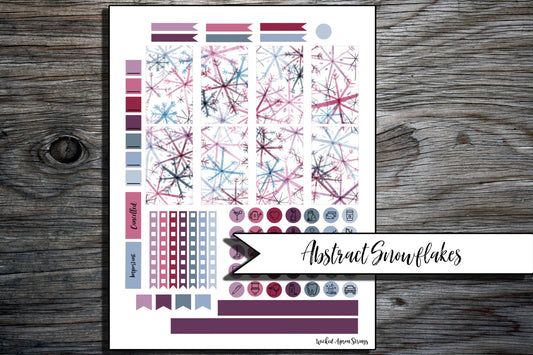 Printable Stickers for Classic Happy Planner Weekly Planner Spread : Abstract Snowflakes