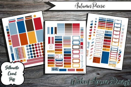 Printable Stickers for Classic Happy Planner Weekly Planner Spread : Autumn Picnic