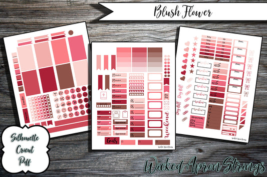 Printable Stickers for Classic Happy Planner Weekly Planner Spread : Blush Flower