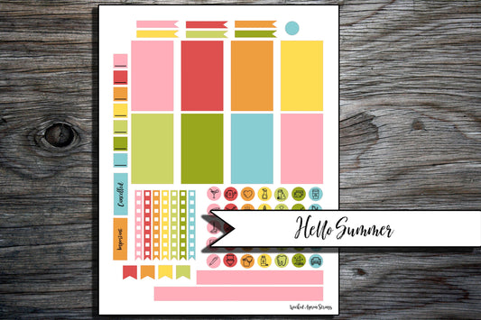 Printable Stickers for Classic Happy Planner Weekly Planner Spread : Hello Summer