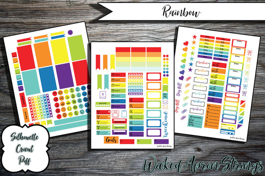 Printable Stickers for Classic Happy Planner Weekly Planner Spread : Rainbow