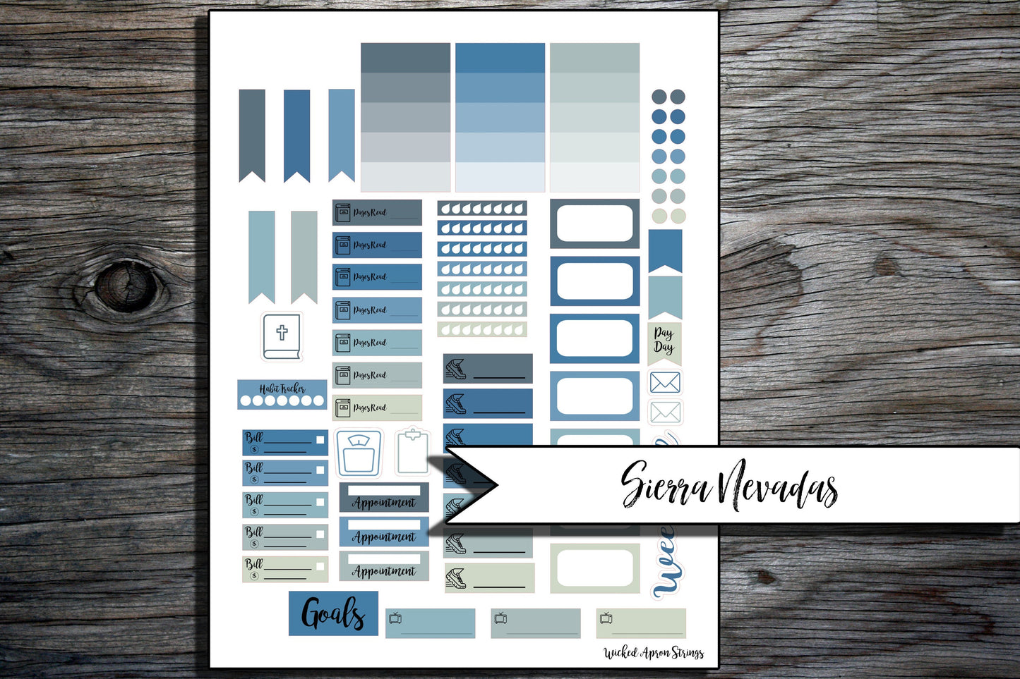 Printable Stickers for Classic Happy Planner Weekly Planner Spread : Sierra Nevadas