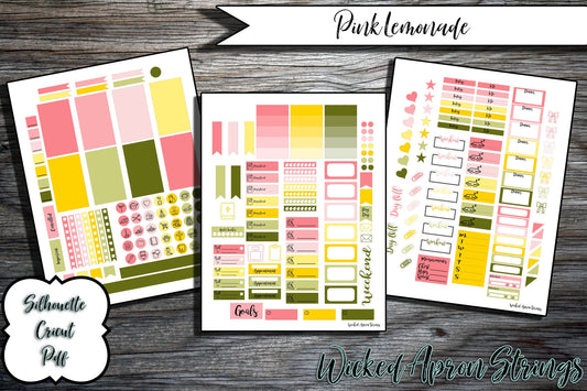 Printable Stickers for Classic Happy Planner Weekly Planner Spread : Pink Lemonade